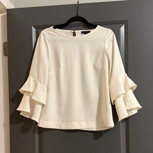 J. Crew Cream Ruffle Sleeve Blouse - perfect for work